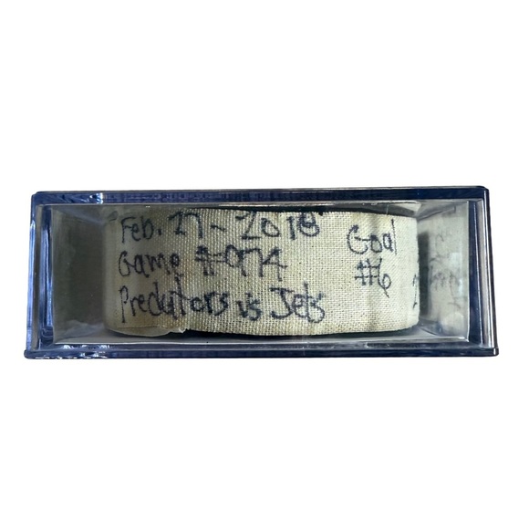 NWT NHL / WINNIPEG JETS / NASHVILLE PREDATORS MATTIAS EKHOLM GOAL GAME USED PUCK - Picture 5 of 5